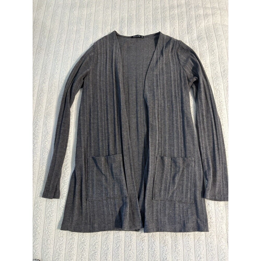 Pink Clover Open Front Knit Cardigan Womens Small Heather Gray Light Academia